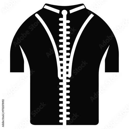 Stylized Black Shirt With Zipper Illustration Clothing Fashion and Garment Design