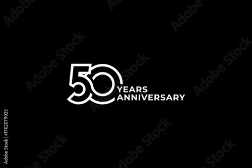 50 years Anniversary celebration, modern illustration black and white editable stock vector illustration.
