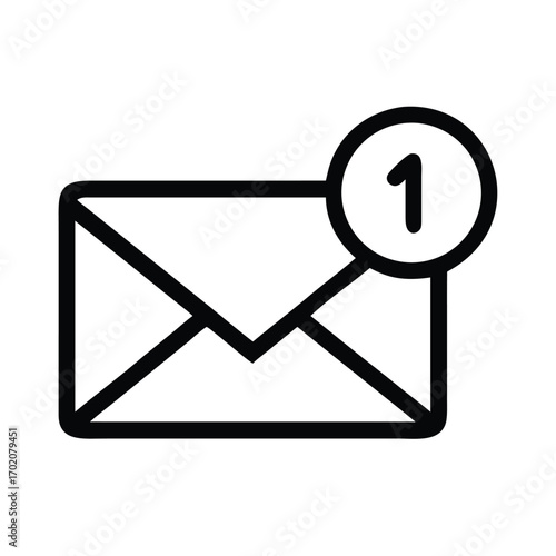 Simple Email Notification Icon with One New Message Alert
