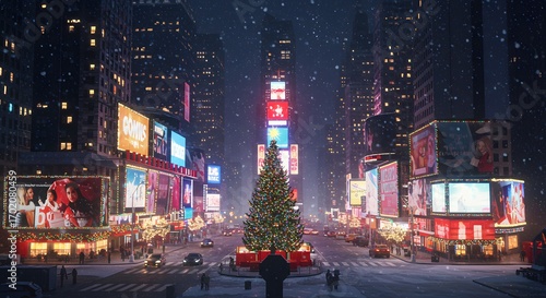 Christmas scene in Time Square