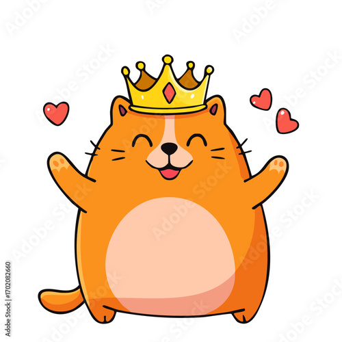 Cartoon doodle of a cat wearing a crown