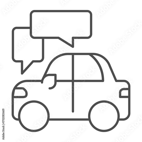 Car and driver review popup thin line icon, drivers permit concept. Vector graphics. Driving school automobile, transport sign on white background, outline style icon for mobile or web design.