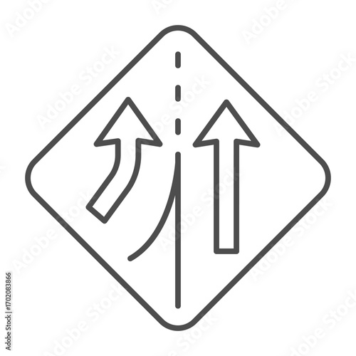 Road direction and one turn thin line icon, learners permit concept. Vector graphics. Signpost plate with arrows, driving sign on white background, outline style icon for mobile or web design.