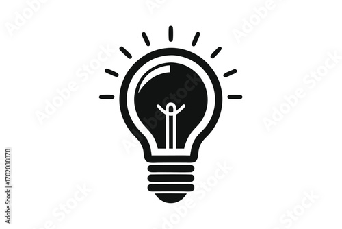 light bulb icon black and white silhouette