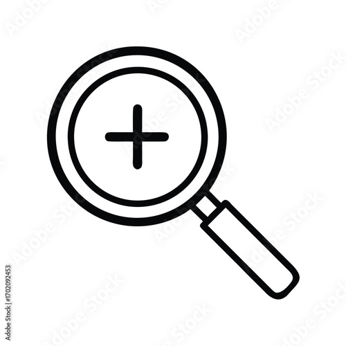 Magnifying Glass with Plus Sign Icon for Zoom In Function