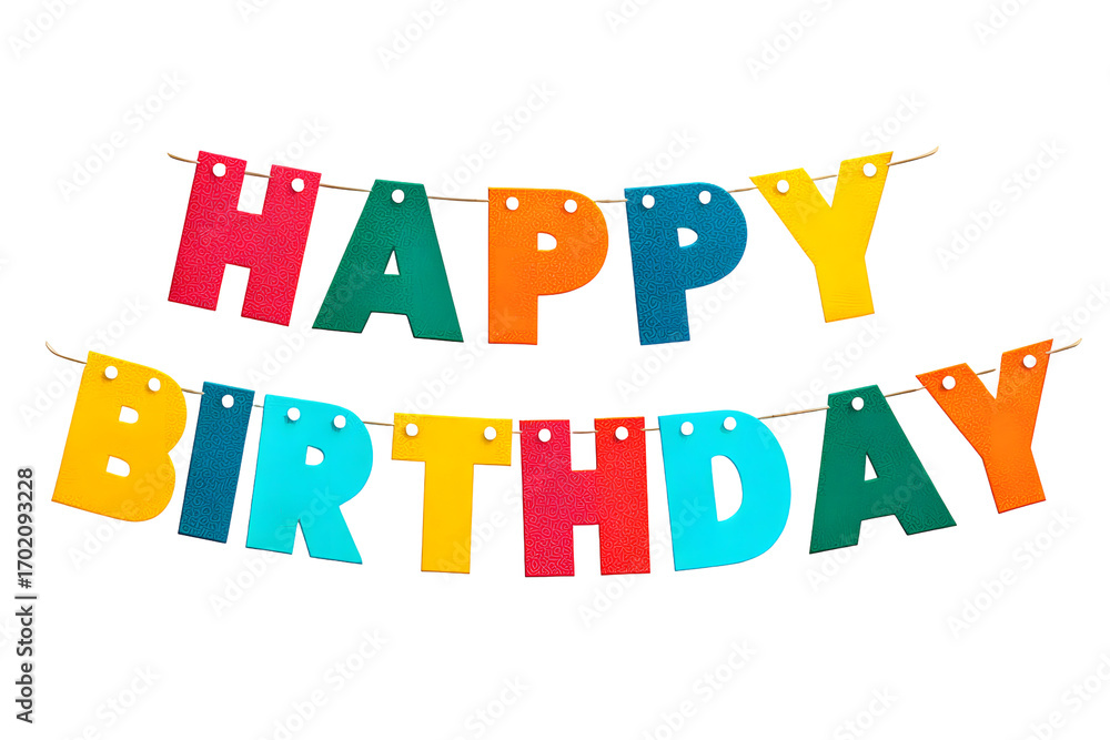 Fototapeta premium Clean Happy Birthday Banner with Colorful Letters