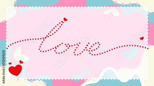 Abstract curved frame in pastel blue and baby pink colors is perfect for invitations.