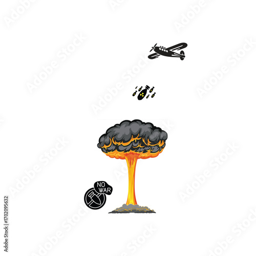 Environmental War Awareness Icons – Anti-War Graphics for Nature Protection and Sustainability
