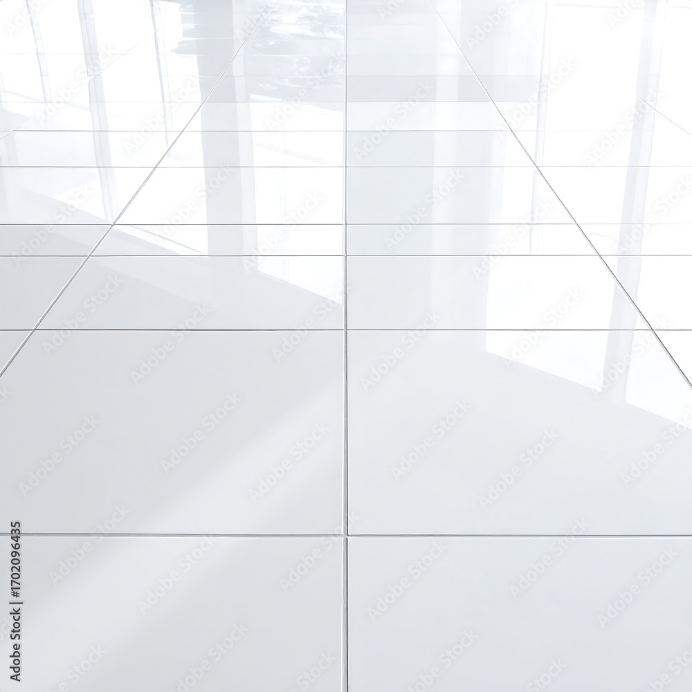 Obraz premium White tiled floor, reflecting light