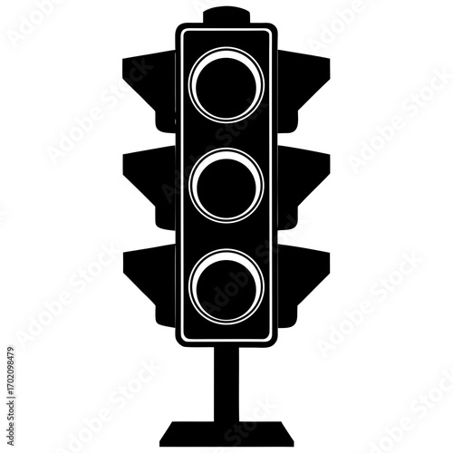 Vertical Traffic Light with Glowing Lights Vector Illustration