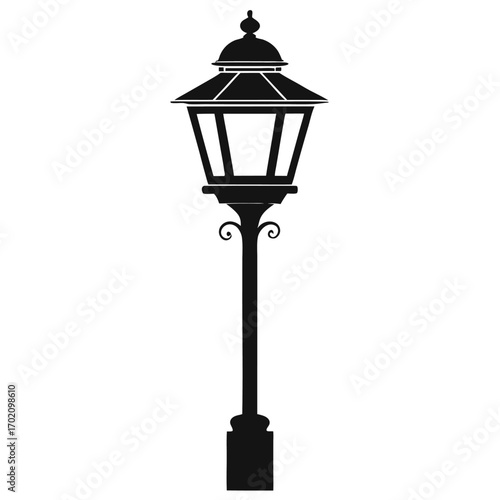 lamp post light black and white silhouette