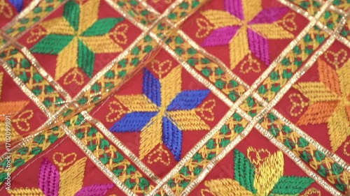 colourful hand made phulkari embroidery dupatta