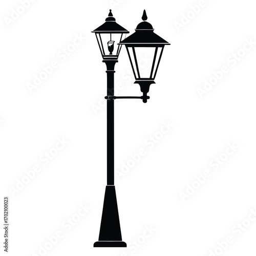 lamp post light black and white silhouette
