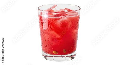 Wallpaper Mural A tall clear glass of refreshing red fruit punch with ice cubes. Torontodigital.ca