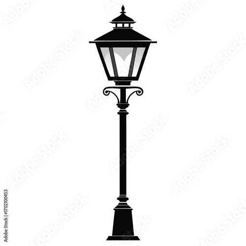 lamp post light black and white silhouette