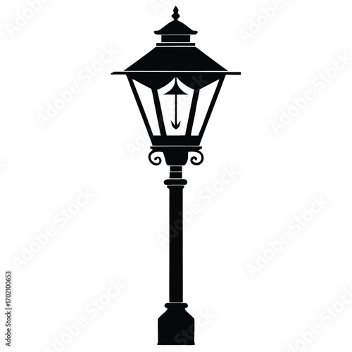 lamp post light black and white silhouette