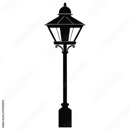 lamp post light black and white silhouette