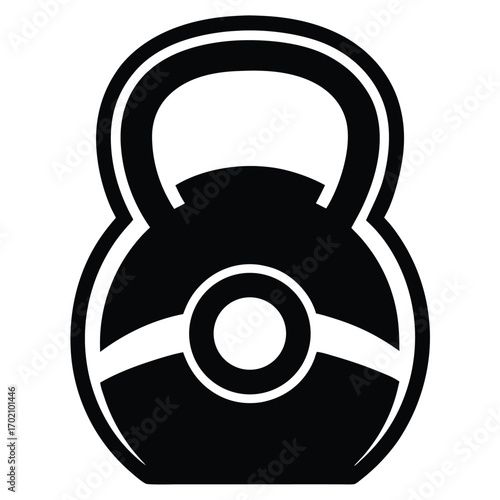 kettle bell gym icon black and white silhouette