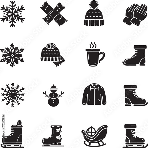 Winter wonderland icons set, perfect for holiday designs
