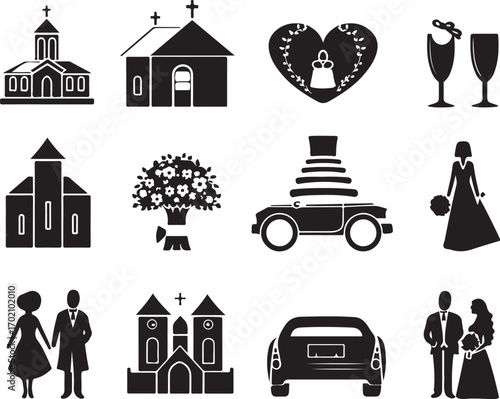 Elegant wedding vector icons for event planners