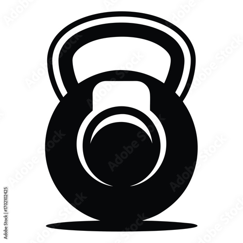 kettle bell gym icon black and white silhouette