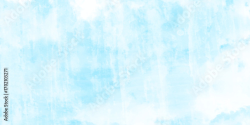 Abstract blue watercolor paint on white paper background, light sky blue watercolor aquarelle paint paper textured, classic hand painted blue watercolor background for design.