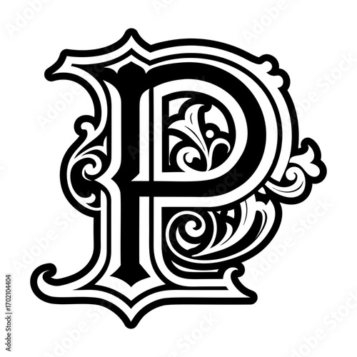 Creative letter p logo designed in glyph style