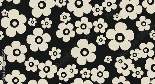 Retro floral pattern seamless repeating vintage flower design for textiles and wallpaper vector