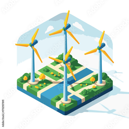 Wind turbines in a sustainable landscape