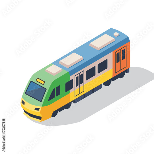 Isometric train design on white background