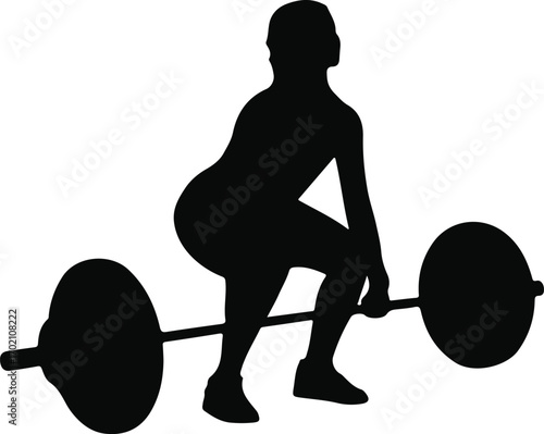 Silhouette of Strength: A determined individual executes a barbell deadlift, embodying the essence of fitness and physical strength.