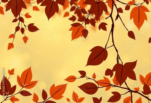 Falling leaves silhouette, organic pattern Elegant, flowing design  Nature-inspired, autumnal aesthetic, botanical, artwork