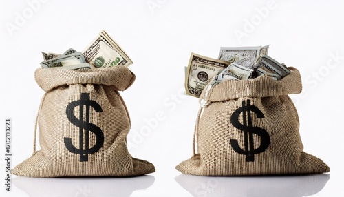 bag with dollar white background