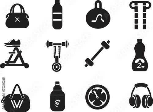 Workout icons for fitness motivation and health