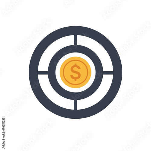 Financial Goal Achievement Target with Dollar Coin