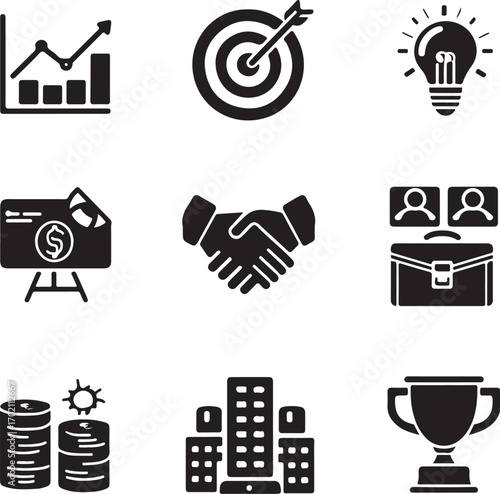 Achieve business goals with modern icons set