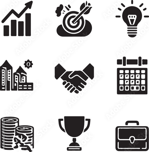 Achieve business goals with strategic planning icons