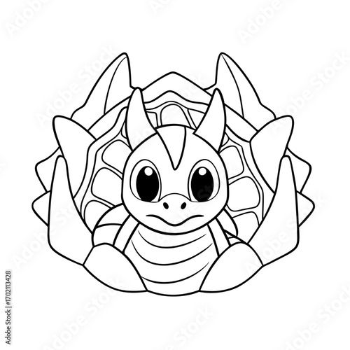 Dragon Peeking Out of a Cave Coloring Page