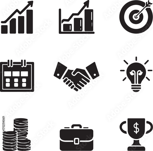 Business growth and success icon set for professionals