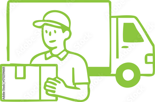 Vector Illustration of Courier Delivery Worker