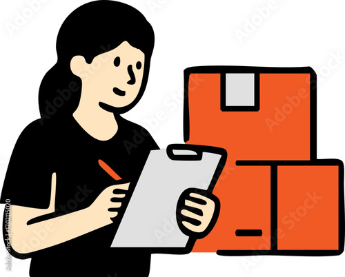 illustration of delivery workers in uniform handling package