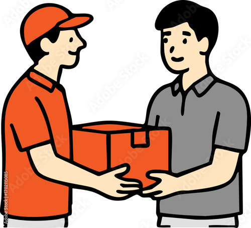 illustration of delivery workers in uniform handling package