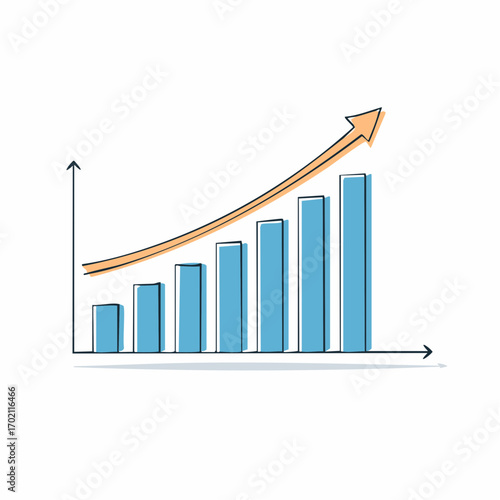 Graphique, courbe à la hausse, tendance statistique, courbe, valeur