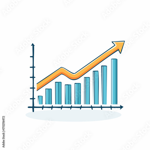 Graphique, courbe à la hausse, tendance statistique, courbe, valeur