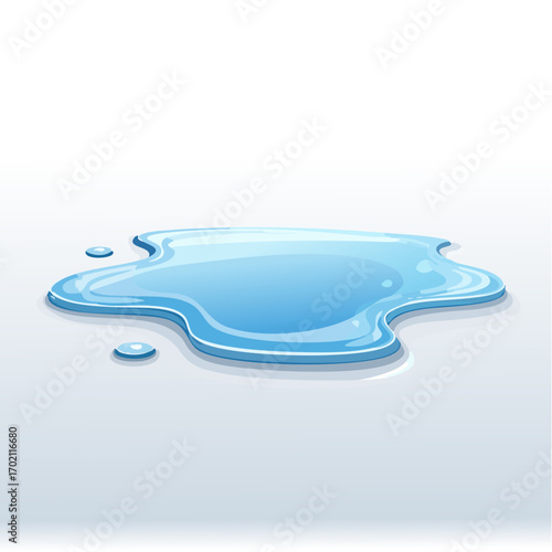 Flaque d'eau, arrière plan blanc uni