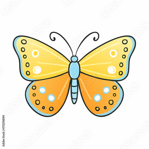 Magnifique papillon, coloré, arrière plan clair uni 