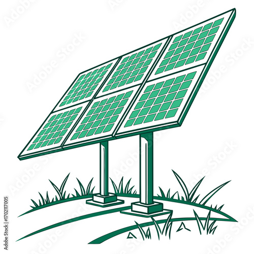 Modern solar panel system generating clean renewable energy on a grassy landscape