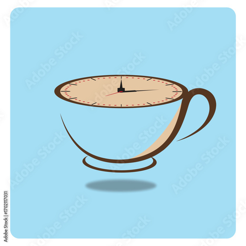 Coffee cup with clock inside