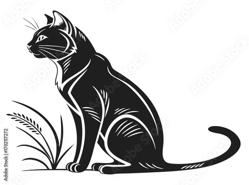 Cat Silhouette Vector – Black Cat Illustration for Pet, Animal, and Halloween Design