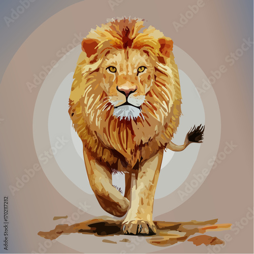 Magnifique lion, vue de face, isolé